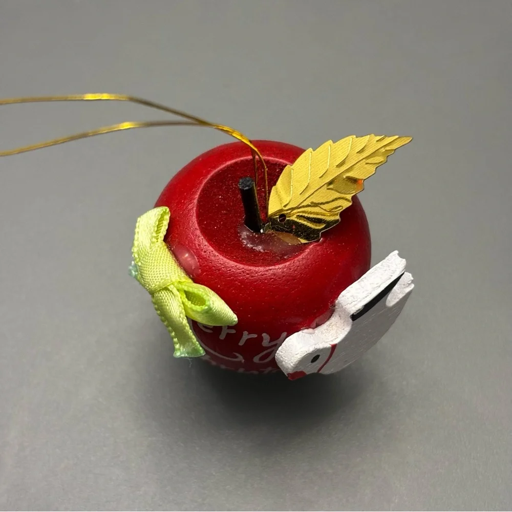 Apple for the Teacher Gift Ornaments Vintage Wooden - Christmas Around the World